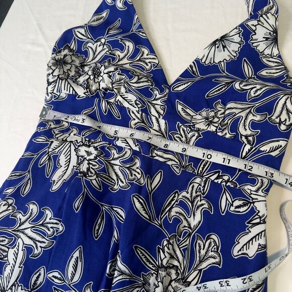 Bardot Petro Blue Tropical Floral Halter Dress Womens Small Boho Summer Vacation - Picture 9 of 10